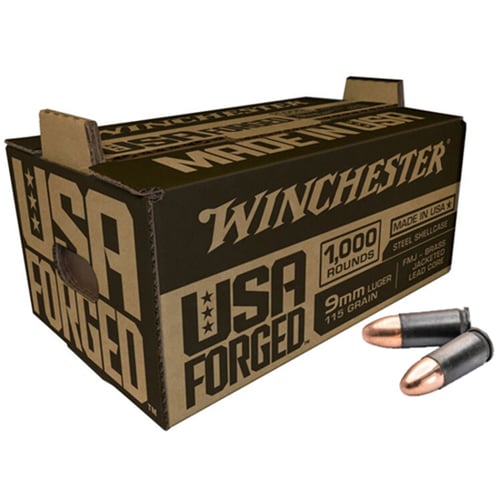 Winchester WIN9SK USA Forged Pistol Ammo 9MM, Steel Casing, 115 Gr